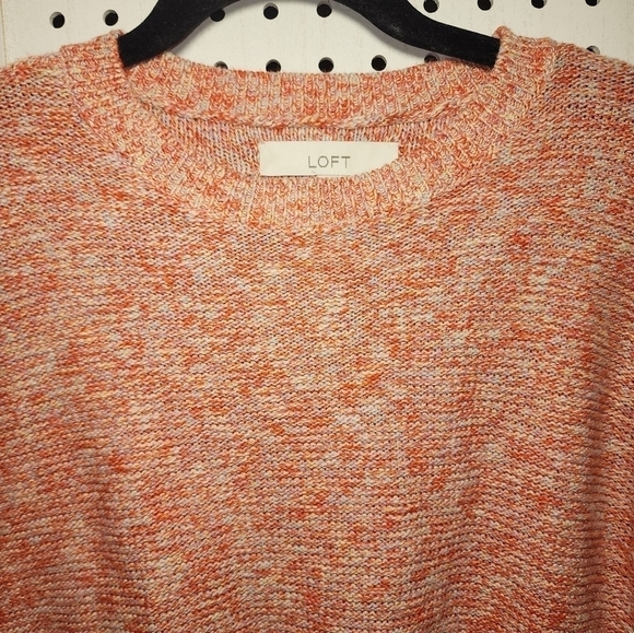 LOFT Cotton Knit Sweater Crew Neck Long Sleeve Orange Small - Picture 5 of 6